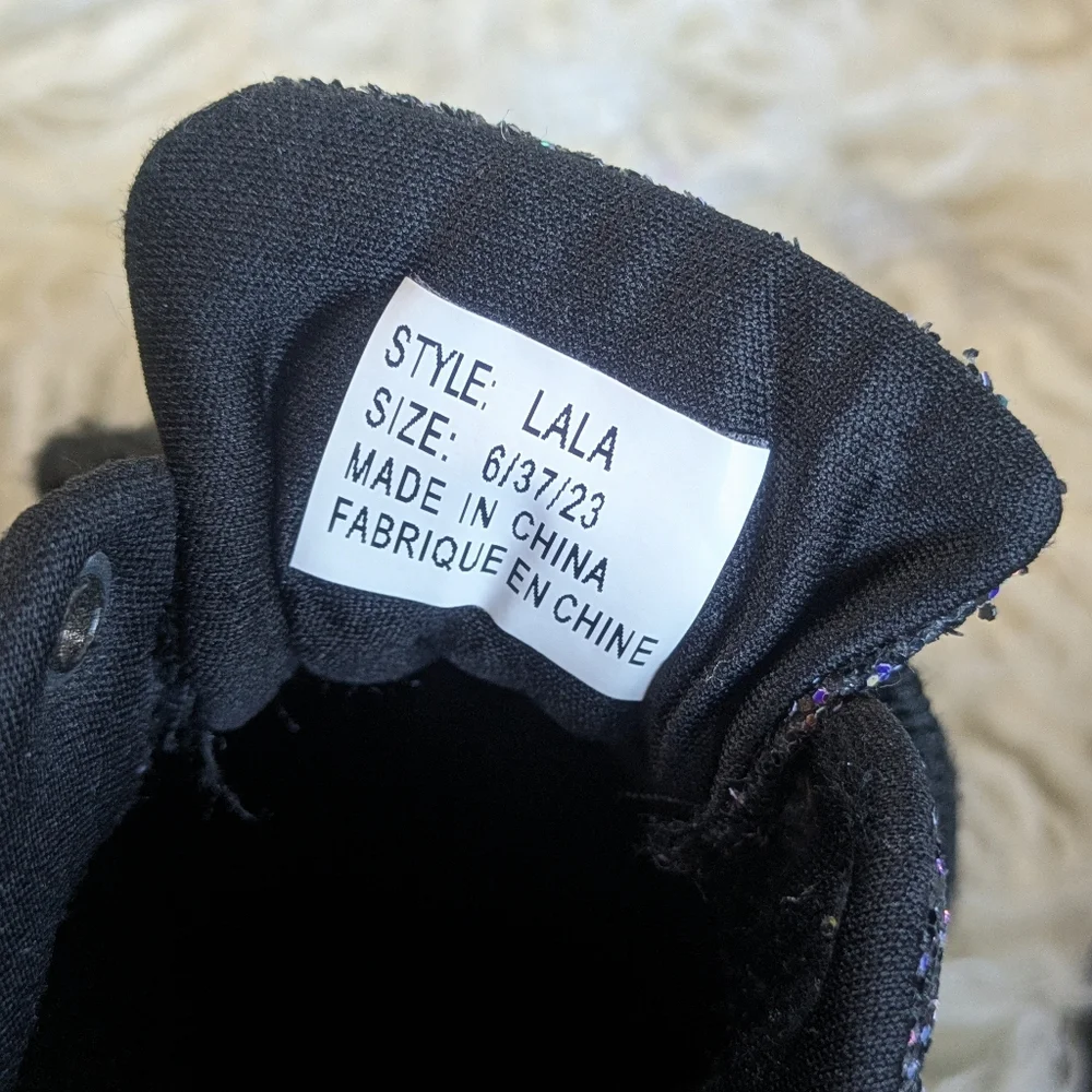 Black and Purple Glitter YRU Lala Platform Sneakers Size 6 - Picture 6 of 6